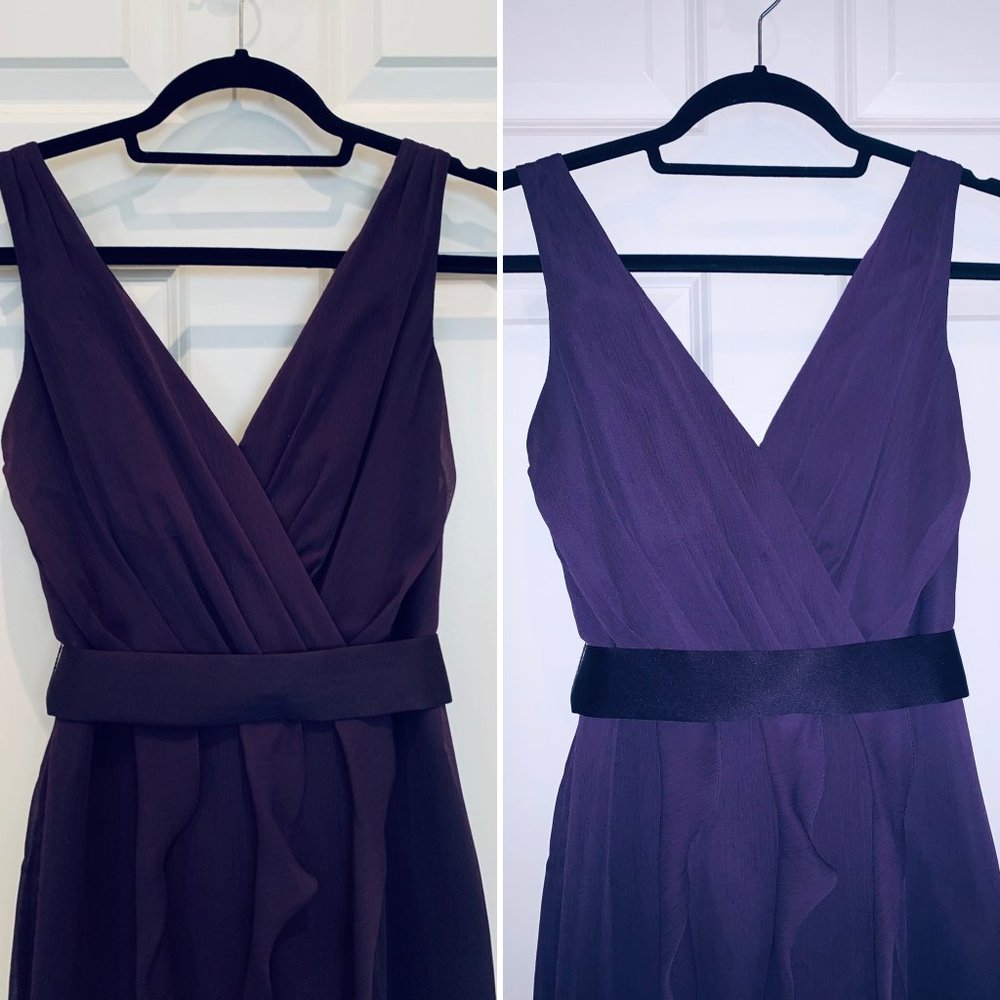 ✨💃👰🤵 White by Vera Wang V-Neck Wrapped Bodice Dress - Picture 4 of 16